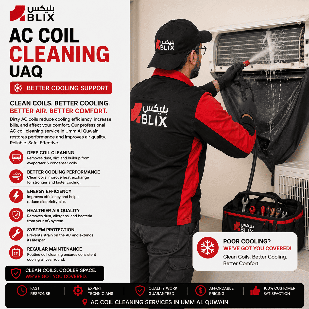 AC coil cleaning UAQ technician cleaning air conditioner coils